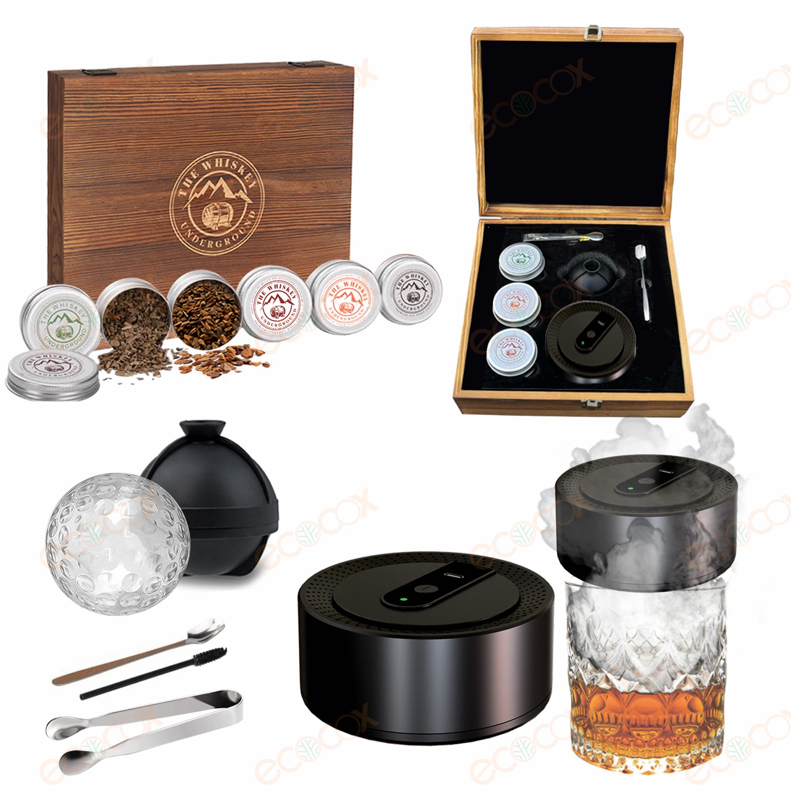 Fumeur électrique de cocktail avec 6 copeaux de bois de faveur