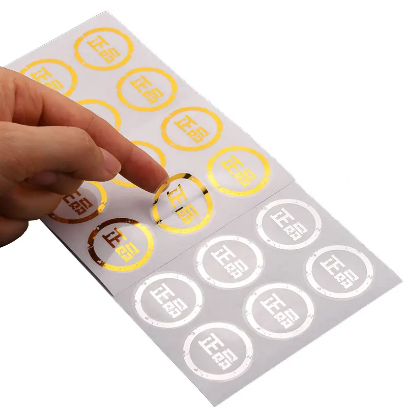 Etiquetas metálicas transparentes para impressão personalizada de boa qualidade, etiquetas em folha de ouro, rolo/folha, etiquetas transparentes