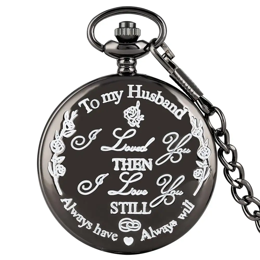 प्राचीन काले कस्टम "करने के लिए मेरे पति" श्रृंखला में क्वार्ट्ज जेब घड़ी थोक