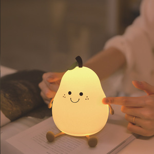 Vofull BPA免费圣诞礼物<span class=keywords><strong>USB</strong></span>充电小微笑梨硅胶夜灯儿童电子产品
