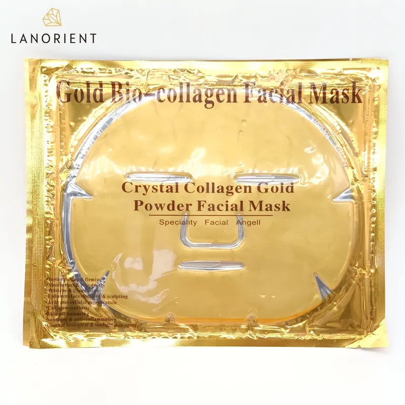 Mascarilla facial de colágeno oro de 24k, máscara de silicona hidratante con diamante antienvejecimiento, Etiqueta Privada, venta al por mayor