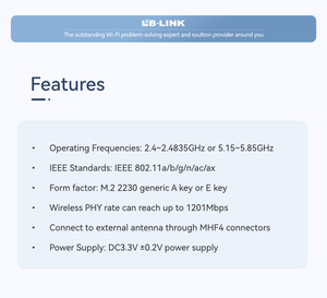 Trong Nước Giải Pháp Hiệu Suất Cao Wifi6 + 5.2 Dual-Chế Độ Mô-đun Thẻ 2.4G/5Ghz Cho 5.2 LB-LINK BL-M2625XP1 USB 1000M - Product Image 3