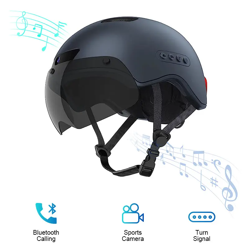 Смарт-шлем велосипедный со спортивной камерой для взрослых, горный городской шлем для езды на велосипеде, велосипедный шлем с голубыми зубами