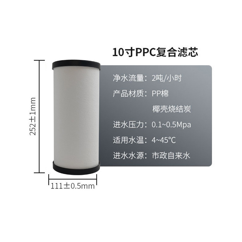 Élément filtrant composite à grande tige de carbone PPCPP de 10 pouces