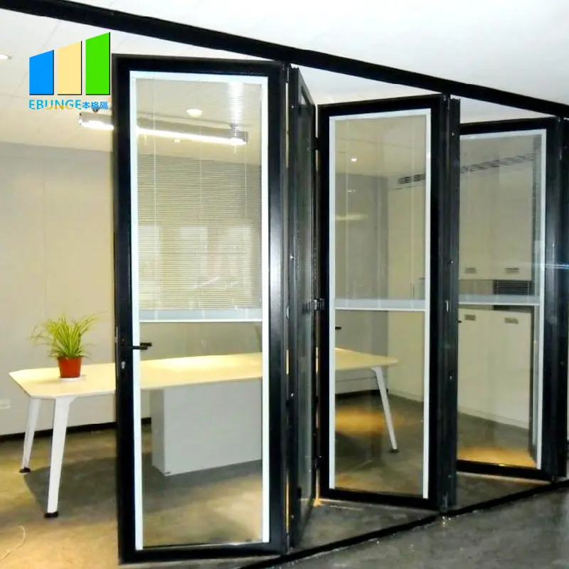 Porte pliable d'extérieur, en verre, robuste et pliable, petit format, pour salle de réunion