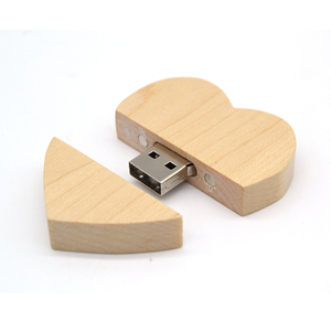 工厂提供心形定制标志雕刻木制USB 64 GB 2tb闪存驱动器 - Product Image 1