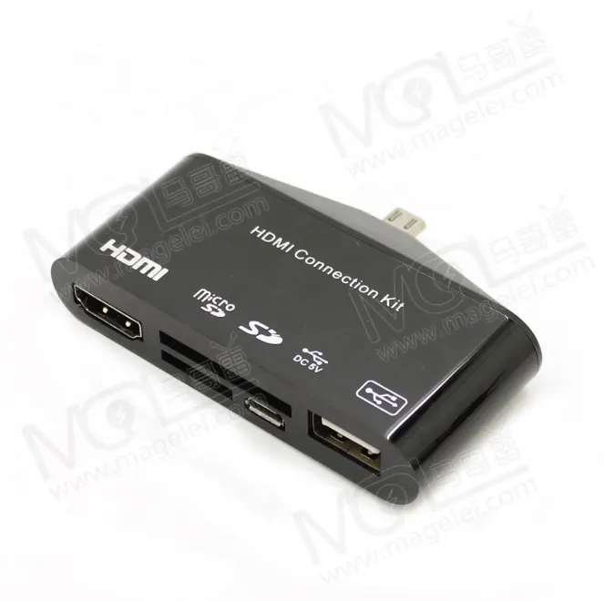 Kit de connexion Micro USB vers HDMI 1080P adaptateur HDTV et OTG lecteur de carte 5 en 1 adaptateur Micro USB vers HDMI