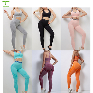 スポーツレギンス女性用高級速乾性フィットネスウェアヨガセットロゴウエスト弾性ストレッチ防水ソリッド