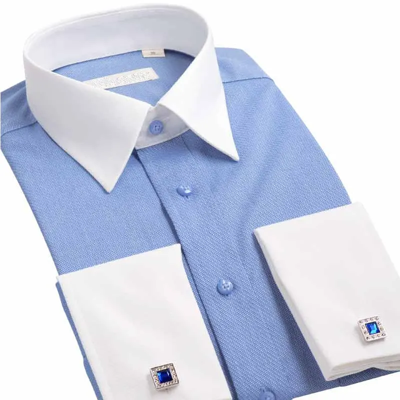 Camisas de smoking de algodão masculinas sociais masculinas para festas formais camisas francesas masculinas