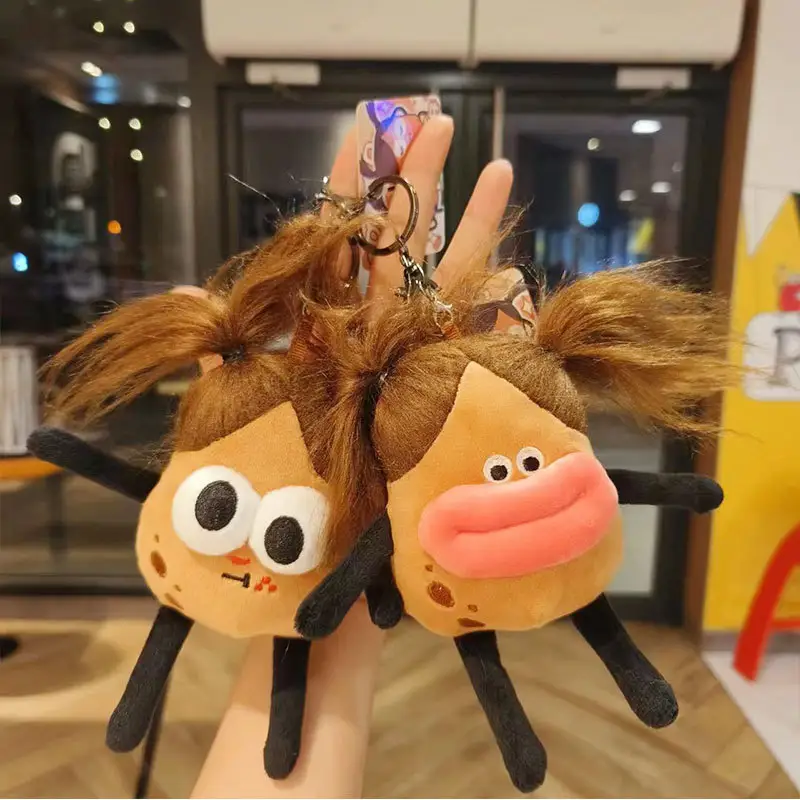 2023 New Funny Fried Hair Kartoffel König Plüsch Spielzeug Anhänger Wurst Mund Stoff Baumwolle Puppe Cartoon Schlüssel puppe Weibliche Tasche Anhänger