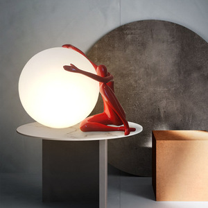 现代简约北欧室内LED台灯优质球形人像雕塑树脂厂家直销 - Product Image 5