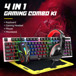 Kit de juegos de computadora Combo de teclado y mouse 4 en 1 Juego combinado de juegos Gamer Auriculares Teclado Mouse mousepad Combos - Product Image 2