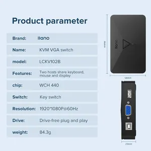 Llano 8合1 KVM切换器VGA 2端口适配器显示转换器扩展分离器USB分享器 - Product Image 6