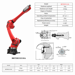 2100mm raggiungono 10KG di carico utile 6 assi braccio robotico per la movimentazione automatica dello scarico di carico in tutta la fabbrica di applicabilità del motore PLC - Product Image 3