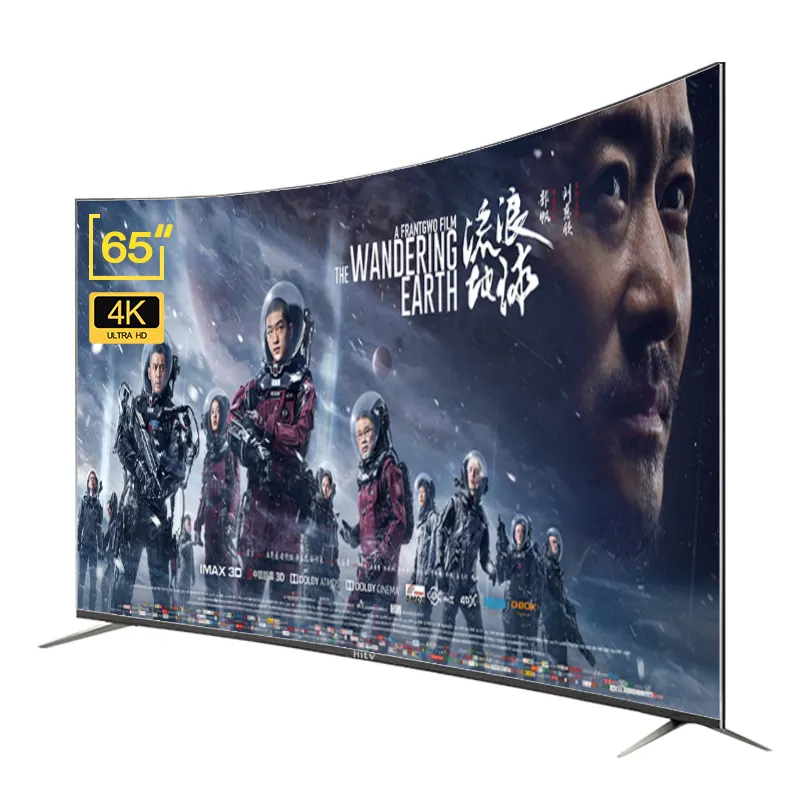 Televisor inteligente curvo de 65 pulgadas, 4K, pantalla grande, Ultra HD, LED