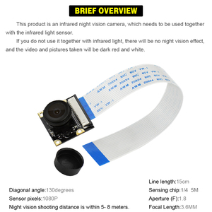 Fotocamera grandangolare Fish-eye per fotocamera Raspberry Pi 4B/3/2 / B 5MP /1080p per fotocamera Raspberry Pi - Product Image 6