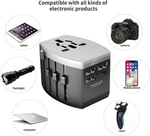 3 USB ve 1 tip-c portlu evrensel seyahat adaptörü-abd ab İngiltere AUS için hepsi bir arada uluslararası güç adaptörü - Product Image 6