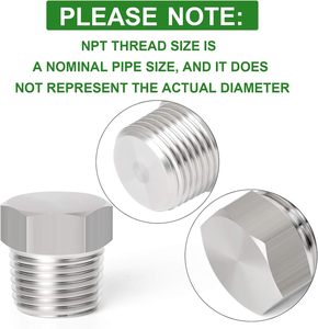 批发304不锈钢PT/NPT 1/8 1/4 3/8外六角头螺旋油管塞 - Product Image 4
