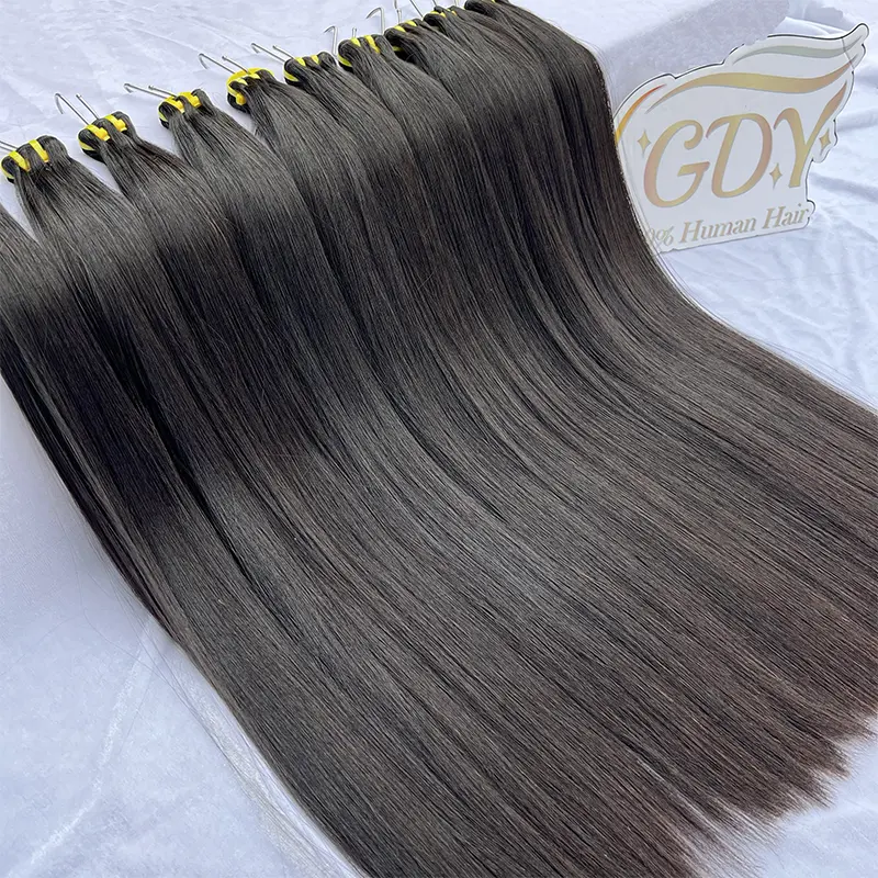 GDY Bulk Vendor Leite Virgem Cabelo Humano Pacote Indiano Duplo Desenhado Trama não transformados Raw Extensão Do Cabelo Virgem Pacotes de Cabelo