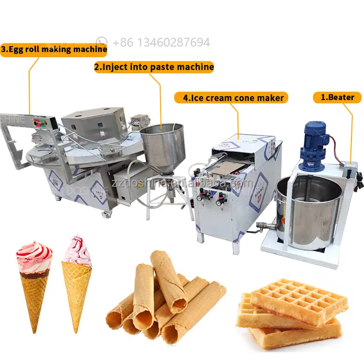 Máquina eléctrica personalizada para hacer gofres de cono de helado, máquina para hornear cono enrollado de azúcar a la venta