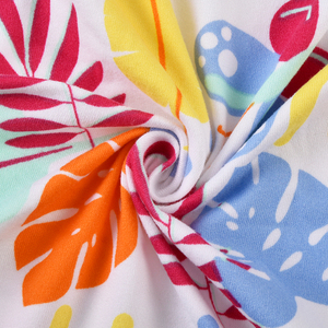 Bán Buôn Tùy Chỉnh Hoa Lá Dệt Kim Polyester Spandex Căng In Vải Cho Quần Áo - Product Image 1