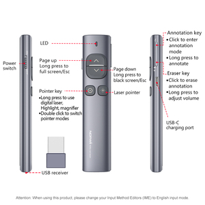 Norwii Highlight Powerpointer Presenter puntatore Laser USB, puntatore del proiettore Air Mouse Presenter puntatore Laser ricaricabile - Product Image 2
