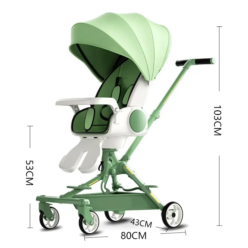 2023 new Hot sale 4 in 1baby stroller easy one click folding sit can lie baby strolley