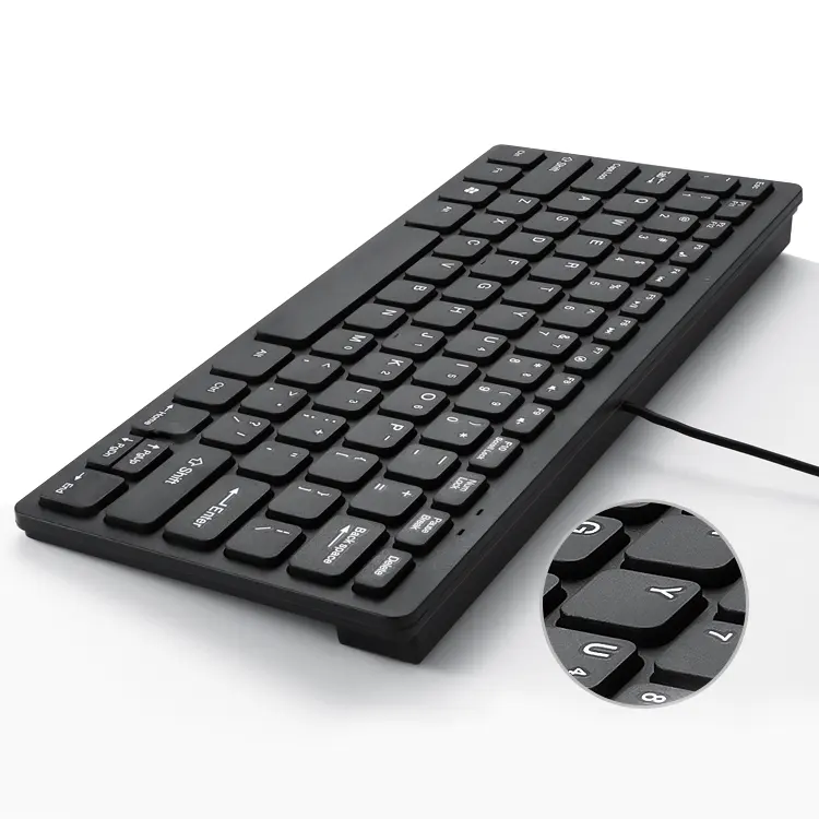 Fabrika özel klavye Mini taşınabilir 78 tuşları multimedya klavye USB kablolu klavye PC dizüstü masaüstü için