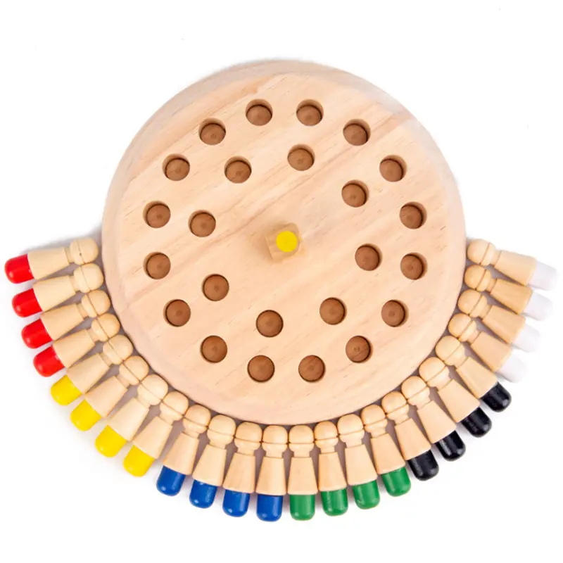 Giocattoli in legno giocattolo di scacchi con memoria colorata