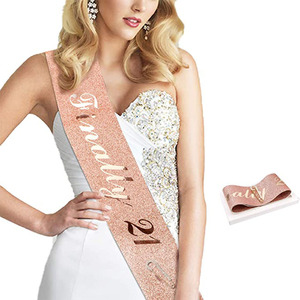 WT-218 Rose Gold Princess Happy Birthday Crown <strong>21st</strong> Birthday Girl Birthday <strong>Sash</strong> and Crown Kit Party Decoration - Product Image 5