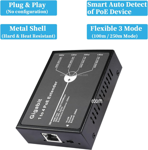OEM 1000Mbps 1 in 4 Out PoEリピーター、3モード60W802.3BT入力802.3at出力30W 100m/250mPoEデバイス用PoE拡張 - Product Image 2