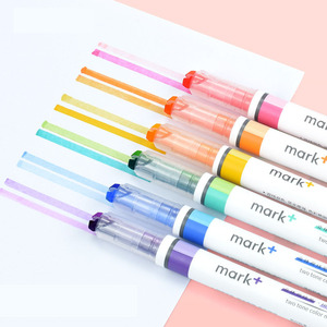 双色双线荧光笔多色荧光笔学生工作文具批发 - Product Image 1