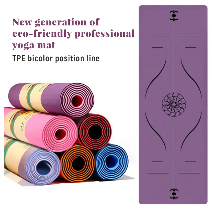 TPE yoga mat double layer with position line Custom design logo Patrones personalizados
