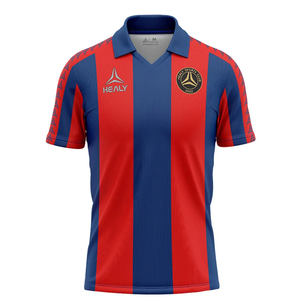 Camiseta de fútbol Retro a rayas Camiseta de fútbol transpirable seca personalizada Nombre y número personalizados