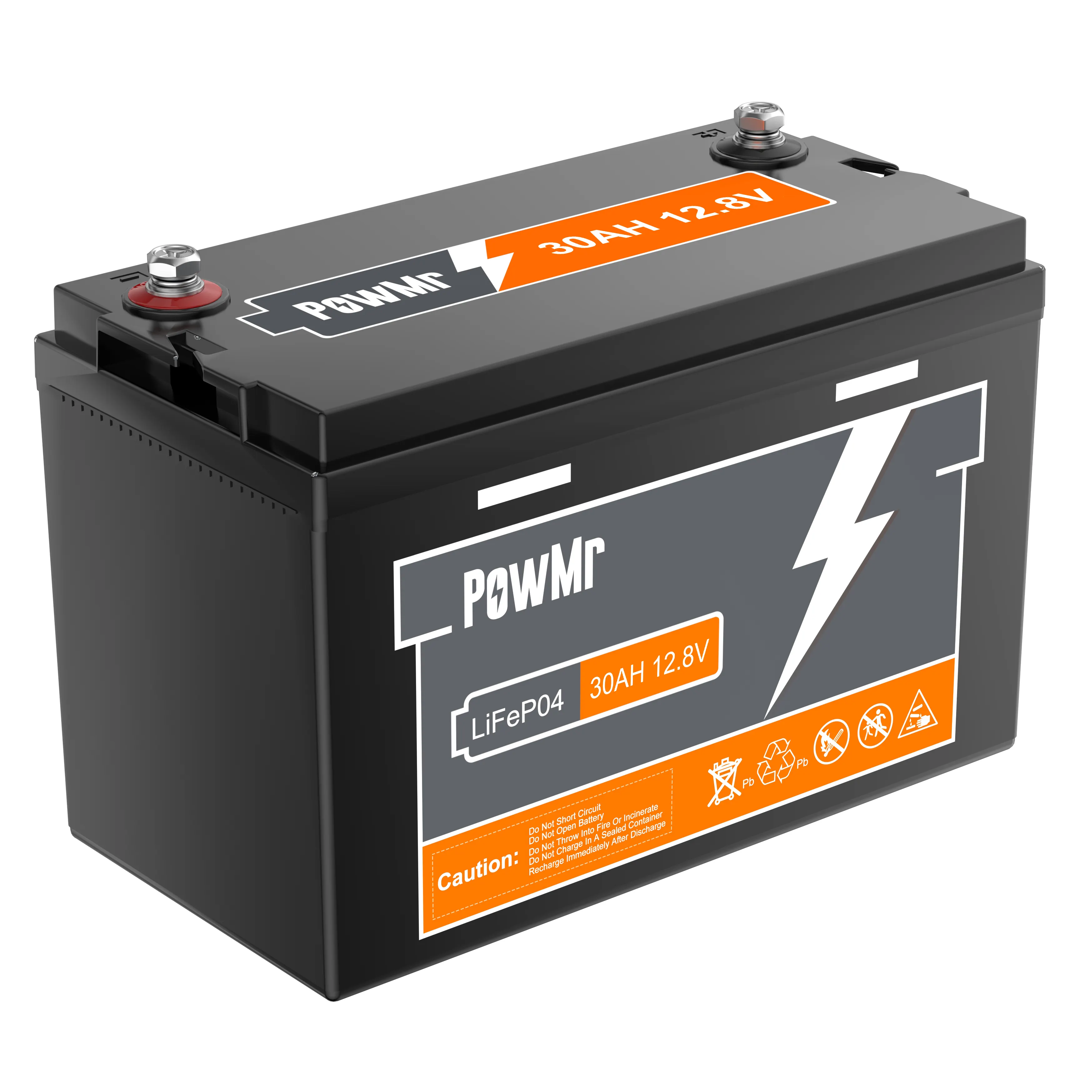 PowMr-Batería de Gel Solar, pila profesional de litio de plomo-ácido, 12,8 V, 30AH, LiFePO4 para almacenamiento de energía