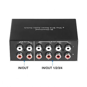 L/R RCA Audio Bidirectional Switch 1 <strong>Input</strong> 4 <strong>Output</strong> 1x4 2x4 Stereo Audio Splitter