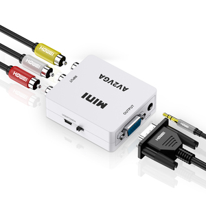 Caja convertidora Mini RCA AV a VGA de alta calidad, adaptador CVBs de 3 pines para portátil, conversión de entrada RCA a salida VGA