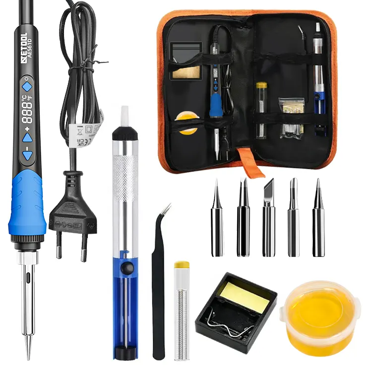 ATETOOL kit de herramientas de soldadura de hierro para teléfono móvil sin plomo de alta calidad eléctrico 60W ajustable con alambre de estaño