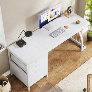 Tribesigns White <strong>Computer</strong> Desk with 3 Drawers, Modern PC Desk with File Storage, 59-Inch Writing <strong>Table</strong> Workstation - Product Image 5