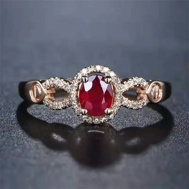 Arabia Saudita popolare dei monili della pietra preziosa con il diamante 18k gold 0.38ct naturale pigeon blood red rubino anello