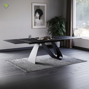 Mesa de comedor de mármol Rectangular de gama alta, mesa de comedor y silla de losa de roca de lujo con luz minimalista moderna - Product Image 2