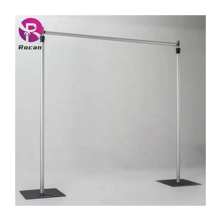 Soporte de pared de flores de 10 pies Kits de tubos y cortinas de fondo Accesorios Barra transversal Tubo de poste de aluminio ajustable vertical