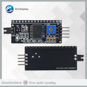 Placa adaptadora LCD 1602 de alta calidad, contraste ajustable, módulos LCD PCF8574T de interfaz IIC/I2C de una sola fila del fabricante