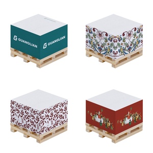 Bloc de notas adhesivo de papel personalizado promocional bloques cubos cuadrados 3x3 pulgadas paleta de madera Cubo de notas adhesivas