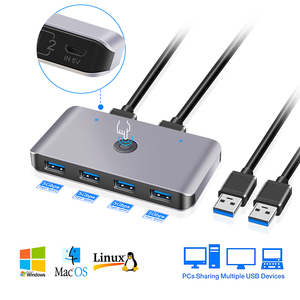 4端口USB 3.0 KVM控制台集线器KM开关，适用于电脑键盘鼠标扫描仪打印机，具有库存状态 - Product Image 5