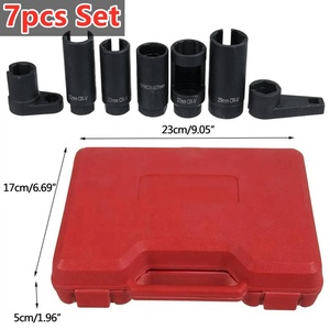 Red Colour 7pcs <strong>O2</strong> Oxygen <strong>Lambda</strong> <strong>Sensor</strong> Socket 6 Point Wrench Tool Remover Installer Box Universal Oxygen <strong>Sensor</strong> Removing Kit - Product Image 2