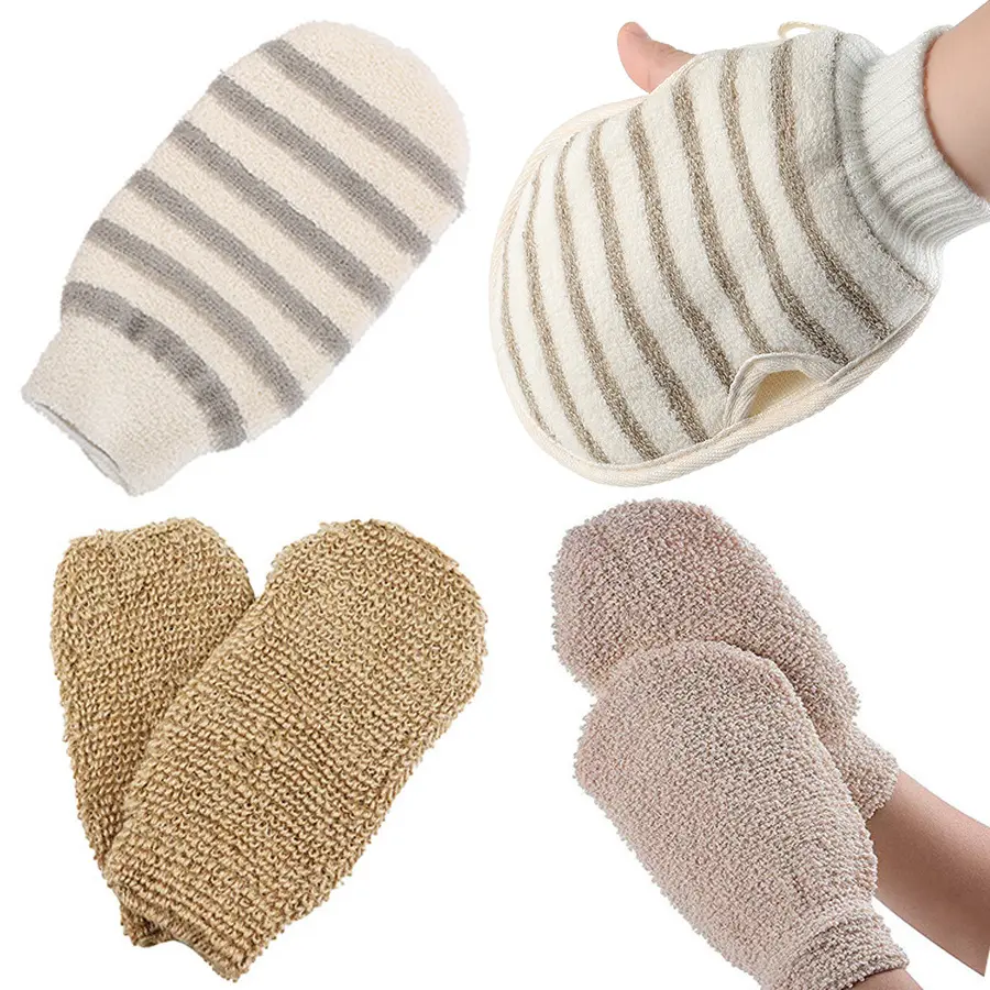 Manufacturers Wholesale Sisal Jute Ramie Scrub Gloves Bath Towels Double-sided Bath Gloves Exfoliating Gloves