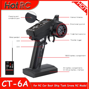 HotRC CT-6A 6CH 2.4GHz Radio System F-06A 6Ch PWM Receiver for <strong>RC</strong> Car Boat Ship Tank Drone Hobby <strong>RC</strong> Model Parts PC Battery