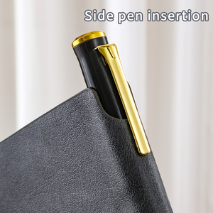 Customized A5 B5 Leather Bound Journals Cover <strong>Printing</strong> Logo Embossed Grey Leather <strong>Notebook</strong> <strong>with</strong> <strong>Elastic</strong> Band and Pen Holder - Product Image 3