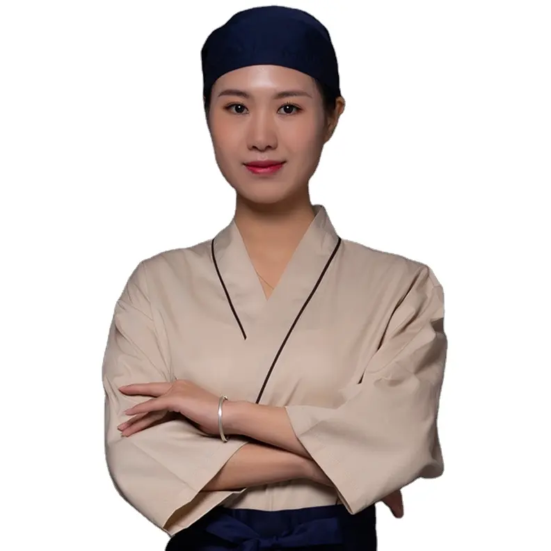Chef manteau 3/4 manches cuisinier uniforme professionnel japonais restaurant uniforme sushi chef veste